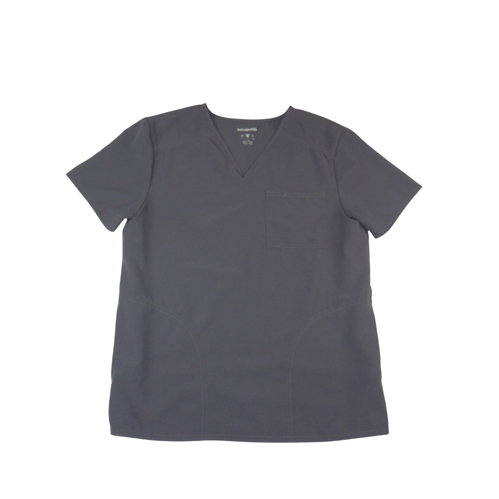 Scrubstar Mens V-Neck Scrub‎ Top Charcoal Gray Short Sleeve Chest Pocket 3420